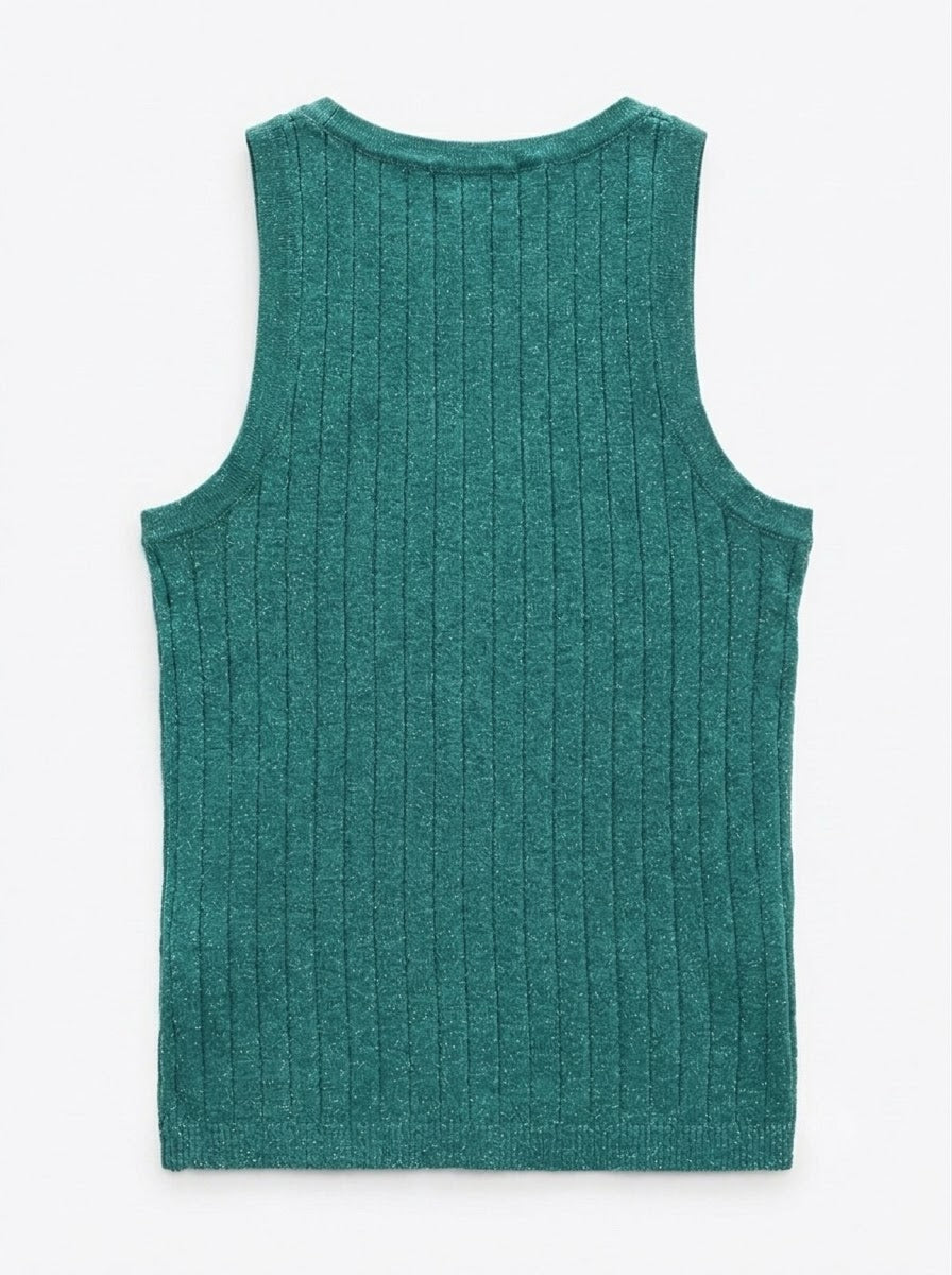Zara rebrasti top sa suptilnim sjajem | M