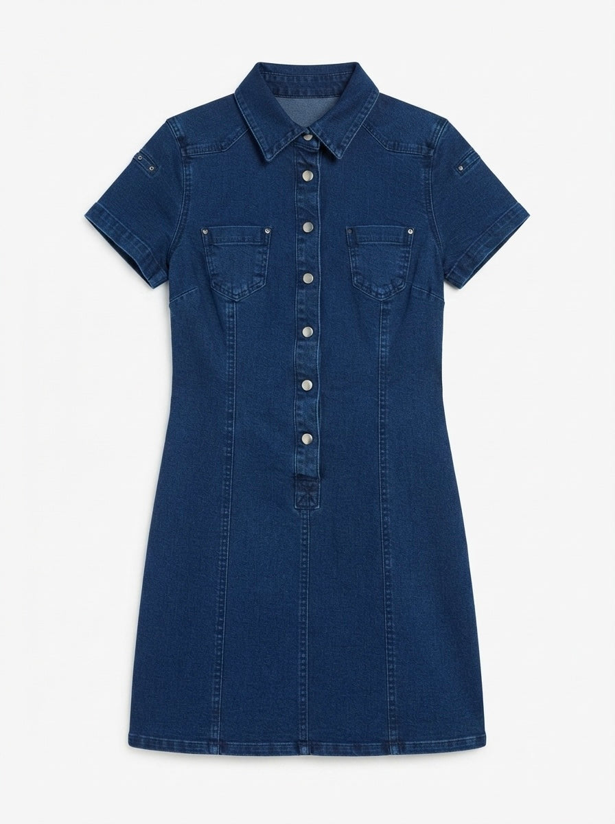 Jeans haljina kratkih rukava | S