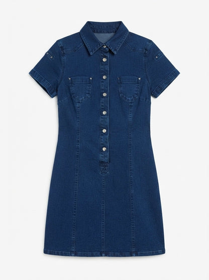 Jeans haljina kratkih rukava | S
