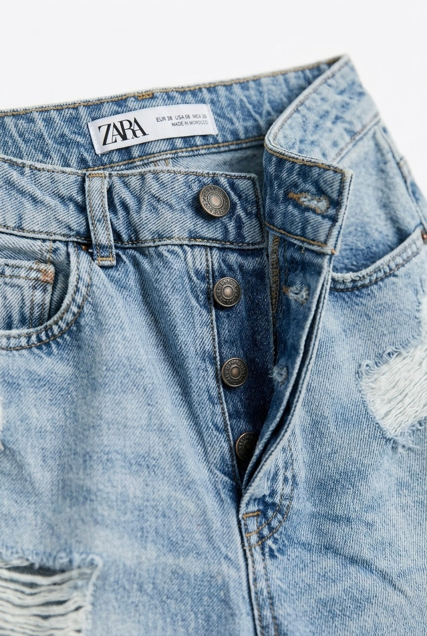 Zara Distressed široke traperice | M