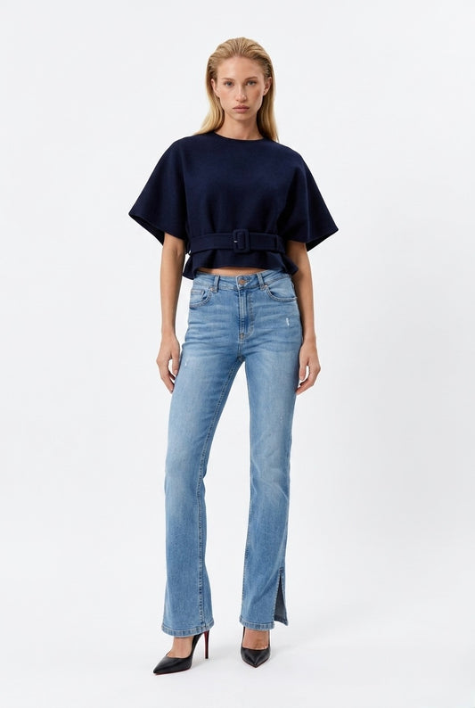 Bershka traperice s prorezom na dnu | M